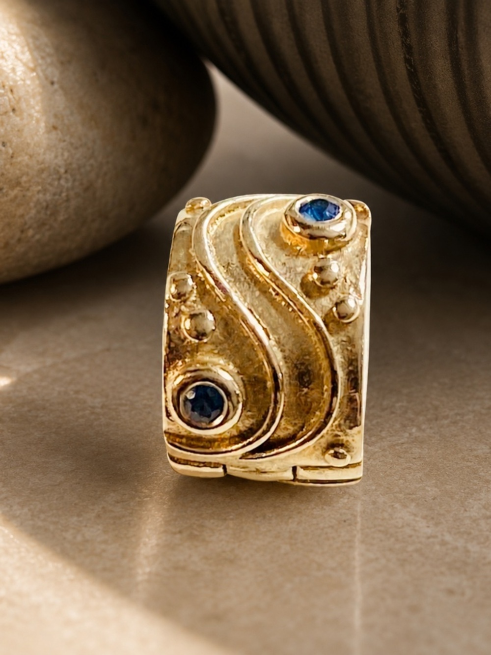Authentic Pandora 14K Gold Babbling Brook Clip with Sapphires - 750418SA